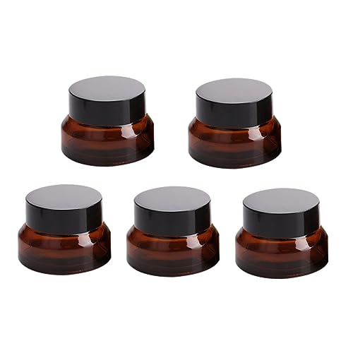 DECORNIJIA 5 Piezas botella de vidrio marrón Botella de vidrio con tapa hermética Botella vidrio marrón tamaño vacío Artículos de aseo viajar botellas de crema vacias tarros de crema marrón
