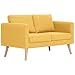 vidaXL Sofá de Tela 2 Plazas Amarillo Asiento Taburete Sillón Silla Taburete Banco Banquillo Mueble Mobiliario Salón Comedor Cocina Hogar