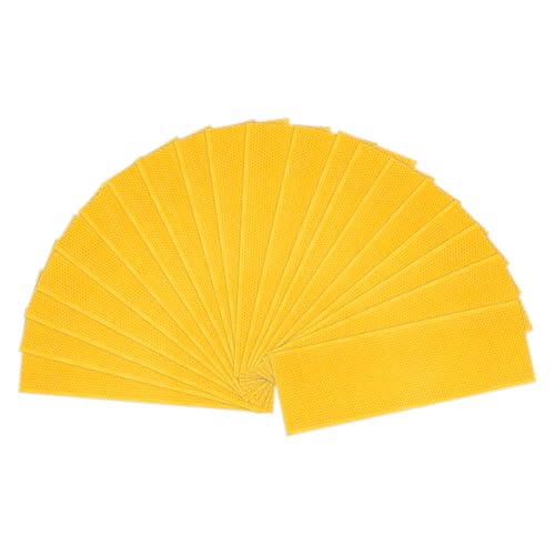 BeeCastle 20pcs Yellow Beehive Beeswax Coated Foundation Sheets Waxed Foundation for Bee Frames 5-5/8-Inch Plastic Bee Hive Foundation Sheets for Medium Beehive Frames