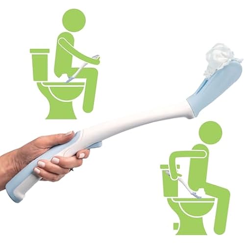 Juvo Toilet Aid - Personal Bottom Wiping Tool, Bathroom Mobility Aid for Disabled, Elderly, and Surgery Recovery - 18" long wand with hygienic cover