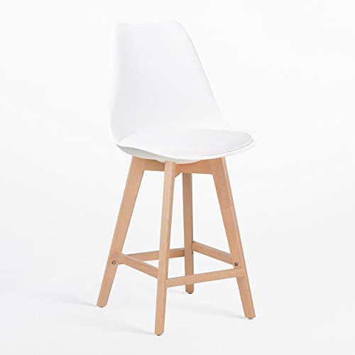 SKLUM Taburete Medio Nordic Polipropileno - Madera Blanco - (Elige Color)