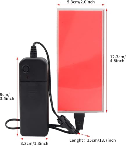Image of jose2015 12X5CM Electroluminescent EL Panel Light Red,3V Flexible EL Panel Light Decorations for Cosplay /Party /Decorate /Car /Advertising