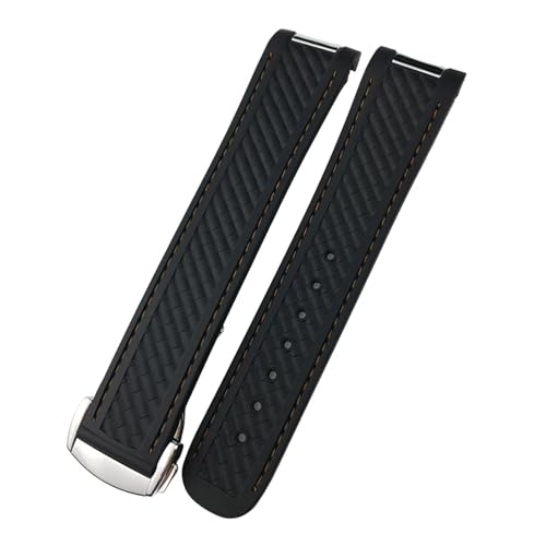 Bracelet montre caoutchouc 21mm bleu haut de gamme adapté pour Omega Aqua Terra