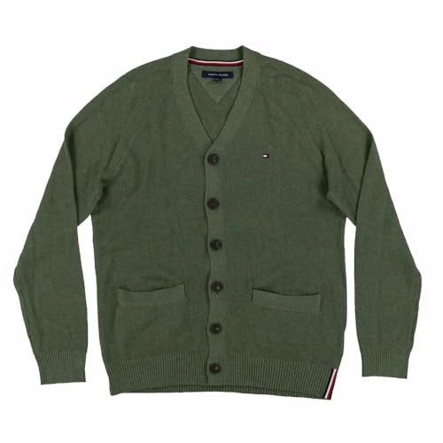 Tommy Hilfiger Mens Buttondown Knit Cardigan Sweater (Large, Olive Green)2
