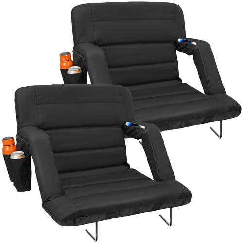 Suteck Stadium Seats with Back Support 2 Pack – 25' Wide Folding Bleacher Chairs, 6-Position...