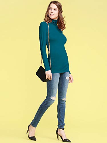Image of Lock and Love Women's Turtleneck Top Lightweight Long Sleeve Slim Fit Pullover, Soft Rayon Stretch Layering Basic, S-3XL