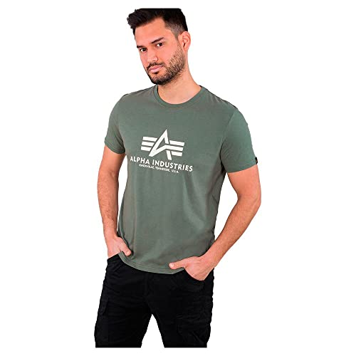 ALPHA INDUSTRIES Basic Camiseta, Verde (Vintage Green-432), L para Hombre