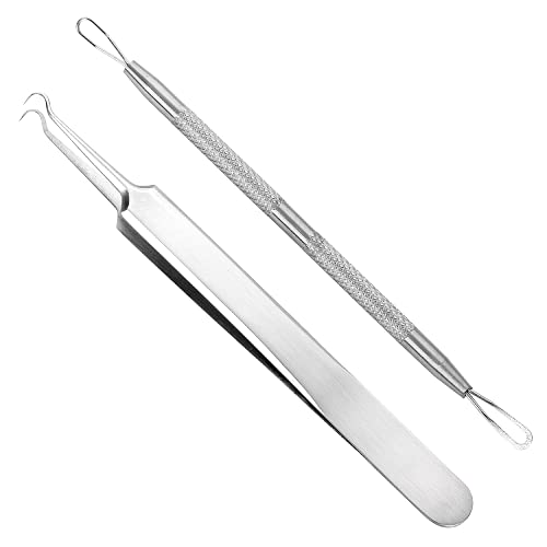 Pimple Popper & Blackhead Tweezers Tool | Blackhead Remover Tool for Acne Comedone Blackhead, Blemish, Whitehead Popping, Zit Removing Extractor for Nose Face, 304 - Stainless Steel