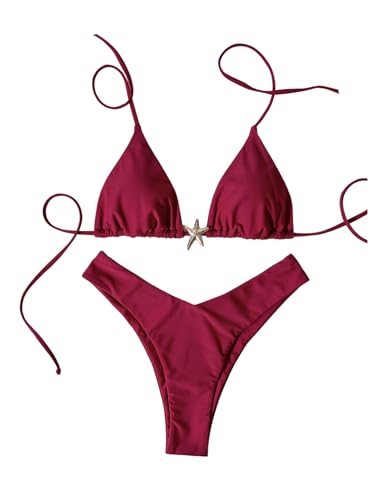 Maillot de bain 2 pièces avec décor étoile de mer et haut halter réglable pour un maintien idéal