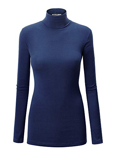 Image of Lock and Love Women's Turtleneck Top Lightweight Long Sleeve Slim Fit Pullover, Soft Rayon Stretch Layering Basic, S-3XL