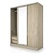Armadi Rovere 3 Ante Scorrevoli Una Specchiata Con Un Tubo Appendiabiti E Dei Cassetti Mobile Rovere Design Moderno Guardaroba Camera Da Letto AI1006 (rovere chiaro)