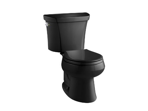 KOHLER K-3987-7 Wellworth Two-Piece Round-Front Dual-Flush Toilet with Class Five Flush System and Left-Hand Trip Lever, Black/Black,2-1/8" KOHLER K-3987-7 Wellworth Two-Piece Round-Front Dual-Flush Toilet with Class Five Flush System and Left-Hand Trip Lever, Black/Black,2-1/8"