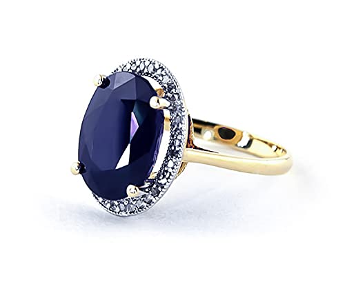 Galaxy Gold GG 14k Solid Yellow Gold Ring with 6.58 Carat (CTW) Natural Oval Sapphire and Diamonds3