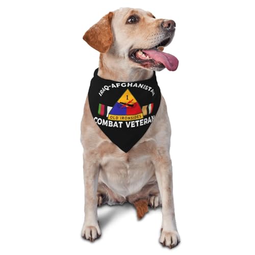 1st Armored Division Iraq-Afghanistan Combat Veteran Dog Scarf Pet Bandana Cat Pet Bibs