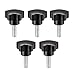 Tool parts 5 Pcs Star Knobs Grips M8 x 15mm Male Thread Steel Zinc Stud Black PP