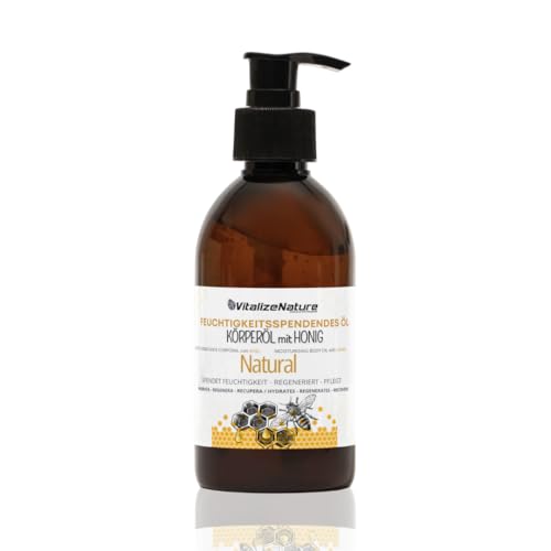 Aceite corporal hidratante natural con miel y aloe vera | VitalizeNature | Fórmula de absorción rápida con vitamina E