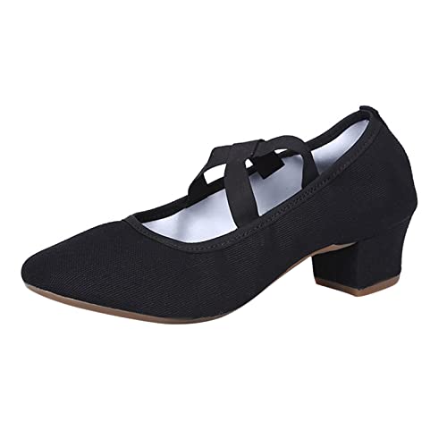 Lanunlly Zapatos de Baile Latino Mujer Salsa y Bachata Zapatos Baile Salon Tacon Bajo Cerrados Suela Blanda Profesional de Salon Moderna Calzado para Bailar Tango Jazz Práctica y Rendimiento Fiesta