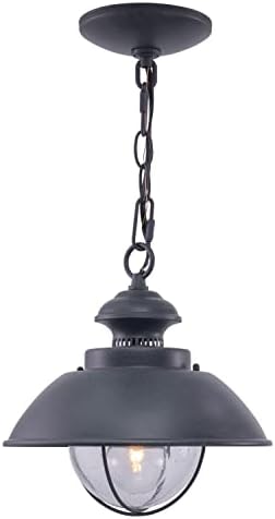 VAXCEL Harwich 1 Light Gray Coastal Outdoor Barn Dome Pendant Clear Glass