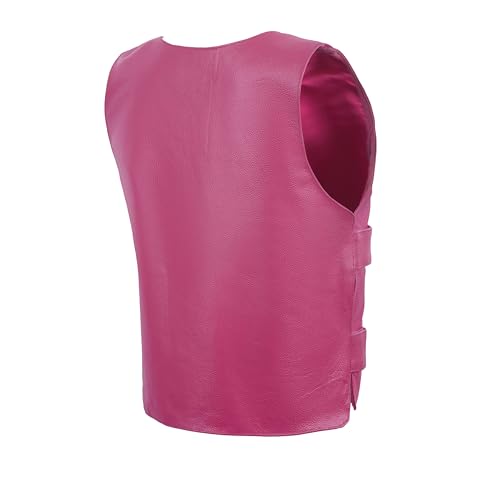 HOT PINK Women hot pink style leather Vest women biker club3
