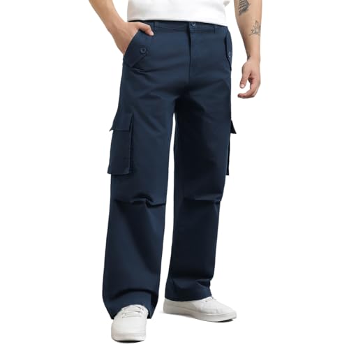 Image of Nobero Oversized Cargo Pants for Men | Oversized Fit | Multiple Cargo Pockets | Elasticated Waist | Casual & Utility Wear