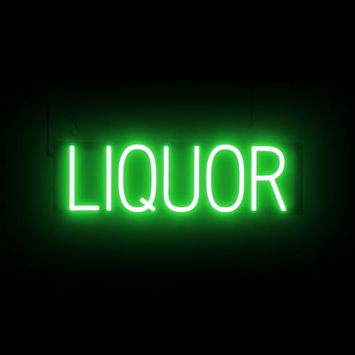 SpellBrite LED Neon LIQUOR Sign for Business - Green, 22" x 6"