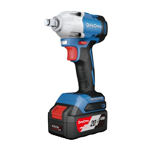 Image of DongCheng Cordless Brushless Impact Wrench | 20V | 298 N.m Max Torque | 1 /2 inch [12.7 mm] Square Drive | 2-Speed Control | with 2 x 4.0Ah Battery | 1 x Charger | DCPB298 | Can Open Nuts Upto 28 mm |