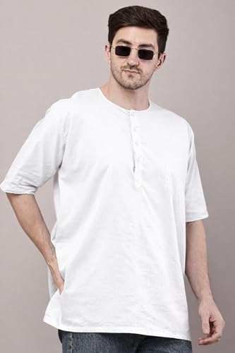 Image of Men's Ethnic Short Kurta | 100% Cotton | Half Sleeve | Comfortable Daily & Sleep Wear | Light Weight
