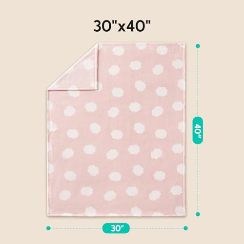 Image of Baby Blankets for Girls and Boys, Soft Milky Plush Fleece Baby Blanket, Receiving Blankets and Swaddle Blankets for Newborns, 30 * 40 Inch, Pink Clouds