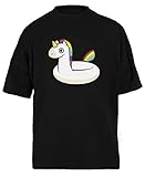 flotador unicornio xxl Calidad superior Unicornio Flotador Negra Camiseta Holgada Unisex Tamaño XXL Black Baggy tee Tshirt Unisex Size XXL