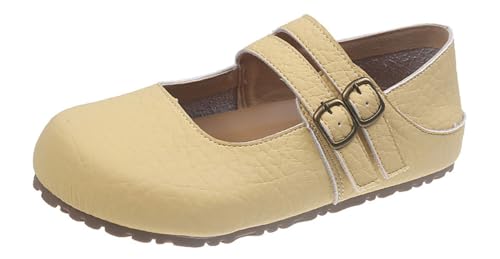 Women's Mary Jane Shoes Round Toe Casual Flats with Ankle Strap Comfortable Travel Commuting Shoes 2025