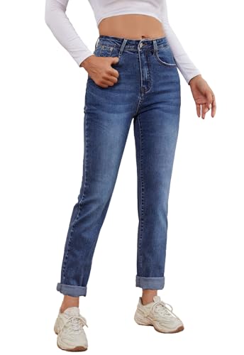 Womens Classic Straight Leg Jeans Mid Rise Stretch Comfort Fit Denim Pants for Women Casual Tummy Control
