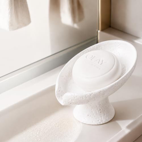 Image of Soap Dish Travertine Soap Holder Self Draining Leaf Shape for Sink Bathroom Shower Kitchen