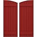 Ekena Millwork ARW101BE621X42BRH Americraft Six 2 Exterior Real Wood Joined Board-n-Batten Shutters w/Elliptical Top (Per Pair), 21"W x 42"H, Fire Red