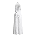Women's Casual White And -neck Sleeveless Top And Skirt Set, Neck Top & High Waist Wide Leg Pants (White, XXL)