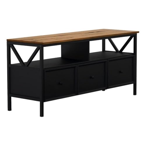 Walker Edison Clara Modern Farmhouse Two Tone Storage TV Stand for TVs up to 65 Inches 60 Inch Reclaimed Barnwood and Black