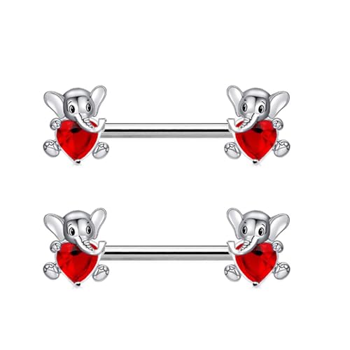 Niaspi Baby Elephant Heart Nipple Rings For Women 14G Surgical Steel Cz Animal Nipple Studs Nipple Piercing Barbell Dainty Nipplerings Body Piercing Jewelry cover