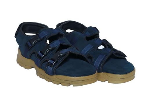 Image of Men's Suede Sports Sandals | Adjustable Strap Design | Lightweight Airmix Sole | Comfortable Sandals | Anti-Slip Casual Footwear | Blue-8