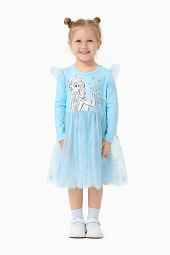 Image of Disney Girls' Tulle Tutu Dress Birthday Party Outfit Baby /Toddler | Officially Licensed, Frozen Elsa, Minnie, Princess, Velvet Top with Belt, Multi-Layer Mesh Skirt, Ruffle Long Sleeve Clothes