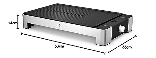 Foto von WMF Lono Tischgrill flach & gerippt, Elekrogrill mit variabler Temperatureinstellung, 2300 W, edelstahl matt, Grillplatte elektrisch glatt
