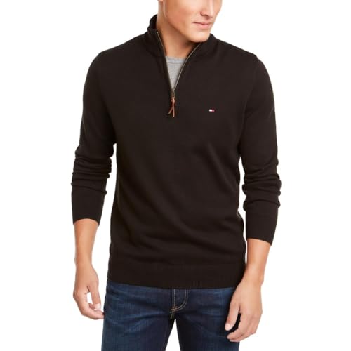 Image of Tommy Hilfiger Men's Long Sleeve Cotton Quarter Zip Pullover Sweater