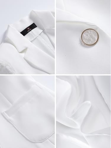 3/4 Lace Sleeve Summer Womens White Blazer Fitted Lightweight Business Casual Blazers Jackets Office Work Tops4