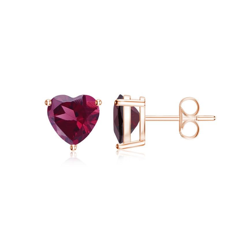 Image of Goldhartz Sterling Silver Genuine, Created or Simulated Birthstone Gemstone 7mm Heart Stud Earrings