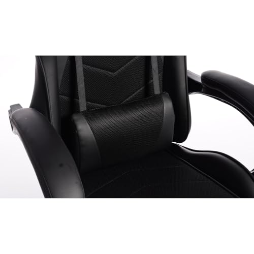 Image of Gaming Desk Chair for Adults, Ergonomic Gaming Chair with Footrest & Headrest and Lumbar Support, Leather Material Height Adjustable Computer Video Game Chairs (Black Upgrade)