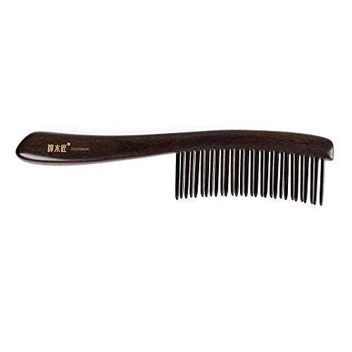 Peine de madera con dientes anchos para cabello rizado miniatura 3