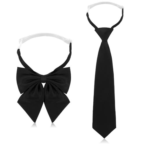 Xthrotsenk 2 PCS Bow Tie for Women Black Women Tie Adjustable for Woman Accessories Shirt Formal Attire