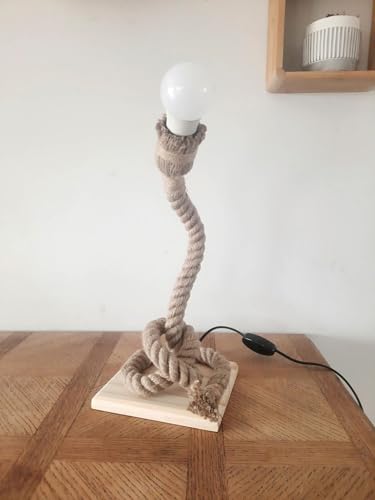 Solenzo - Lampe à poser - lampe de bureau flexible en corde - lampe de chevet bord de mer - ampoule E27 offerte