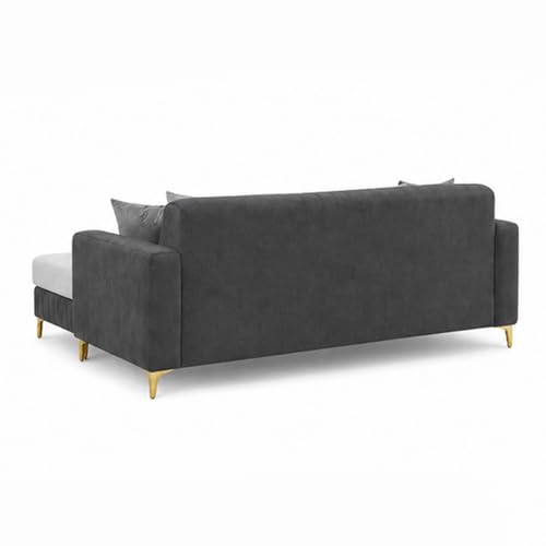 Image of CASASTYLE Noviq 4 Seater L Shape Sofa Set with Movable Ottoman | Flexible Left or Right Layout | Cozy Velvet Fabric | Soft Touch Seating | Modern Designer Sofa for Living Room (Dark Grey-Light Grey)