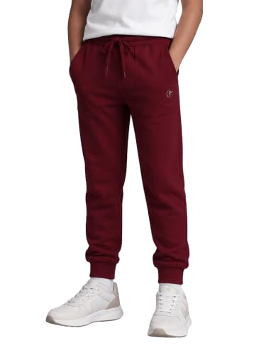 Image of KiddoPanti Boys Solid Fleece Track Pants | Cotton Poly Fleece Fabric | Ankle Length Bottom Rib | 2 Front Patch Pocket | Elastic Waist & Drawcord | Jogger Track Pants for Boys