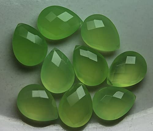 Prehnite green chalcedony briolettes facettées 12x16mm pour fabrication de bijoux artisanaux