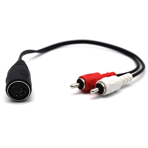 Qaoquda DIN 5 Pin to RCA Cable, 1ft/30cm 5-Pin Din Male to 2 RCA Male Audio Adapter Cable for Electrophonic Bang & Olufsen, Naim, Quad.Stereo Systems (DIN 5P F/2RCA M 30CM)